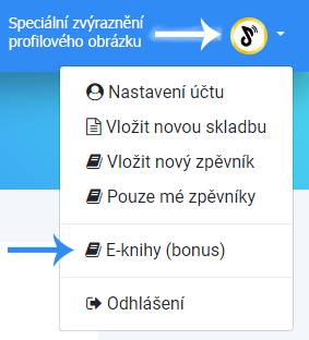 Ukázka menu přispěvatele